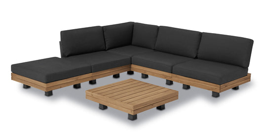 Set angolare componibile Celenza con tavolino da caffè