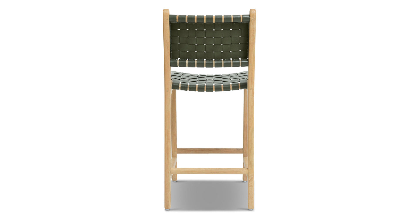 Sgabello da bar Banda in teak e pelle
