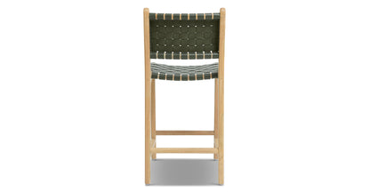 Sgabello da bar Banda in teak e pelle