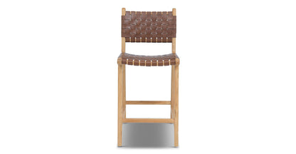 Sgabello da bar Banda in teak e pelle