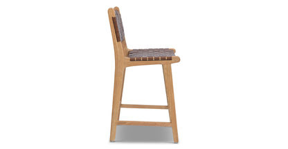 Sgabello da bar Banda in teak e pelle