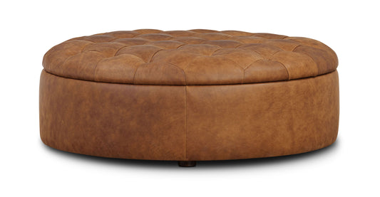 Pouf contenitore in pelle Zahra