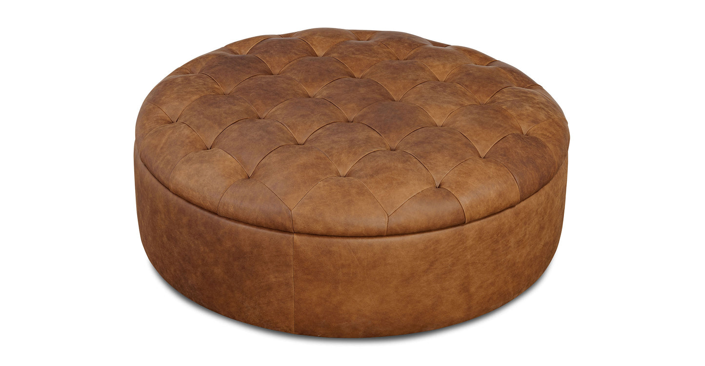 Pouf contenitore in pelle Zahra