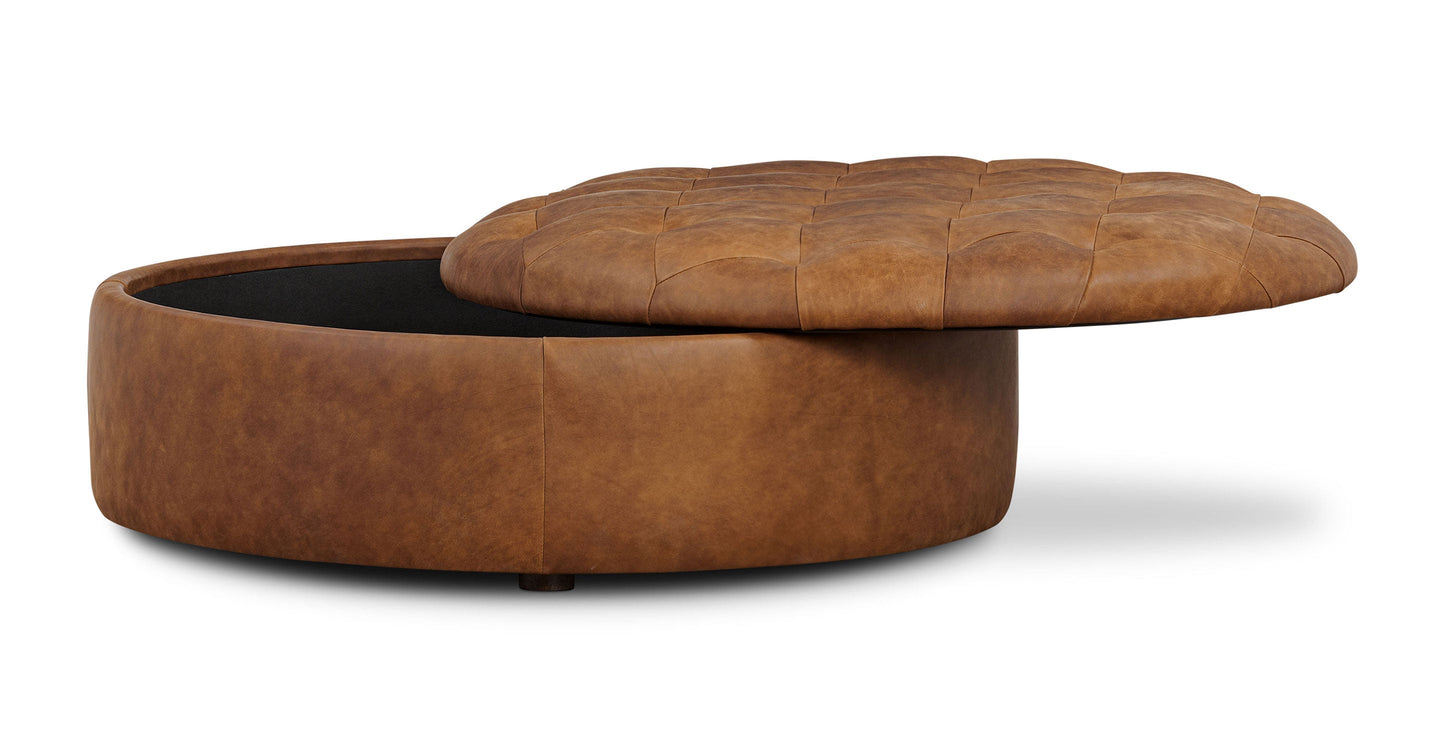 Pouf contenitore in pelle Zahra