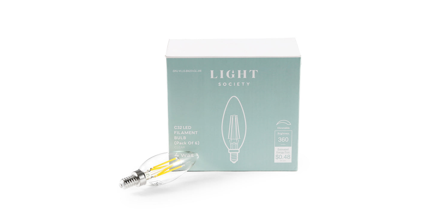 Lampadine a filamento LED trasparenti Arden C32