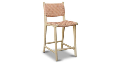 Sgabello da bar Banda in teak e pelle