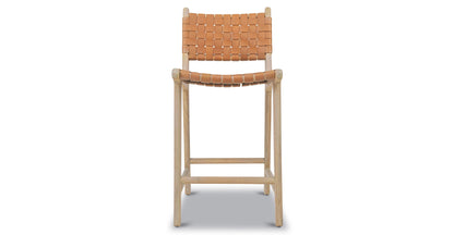 Sgabello da bar Banda in teak e pelle